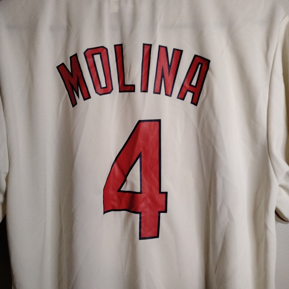 St.Louis Cardinals Jersey, Xlarge,B2013 Yadie Molina #4, # Greatest Catcher Ever - Picture 8 of 10